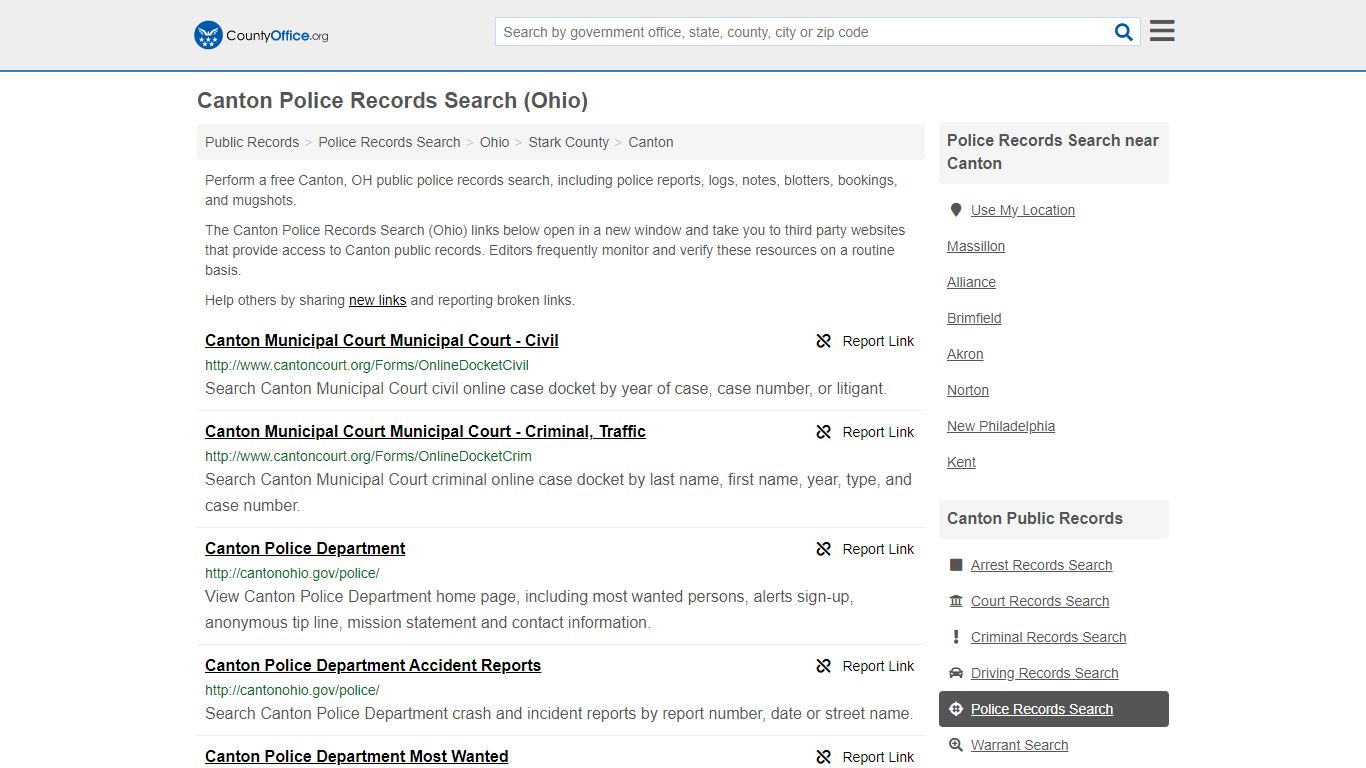 Police Records Search - Canton, OH (Accidents & Arrest Records)